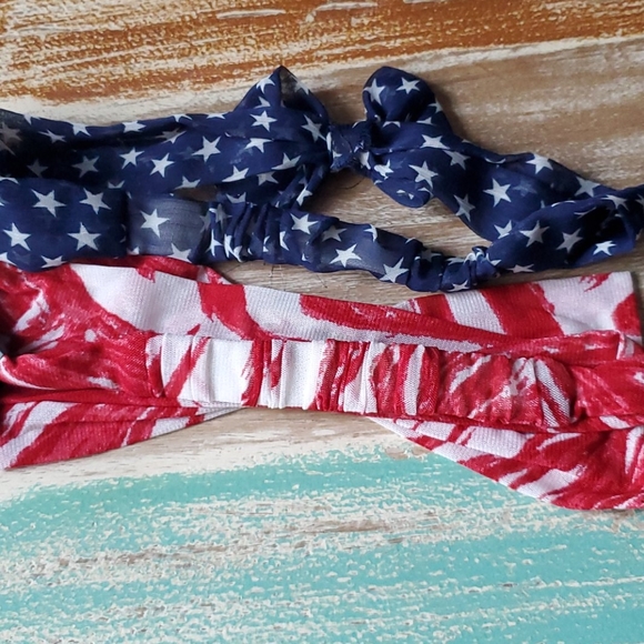 Set of 2 Bow Hair Wraps Hairbands American USA - Picture 2 of 6